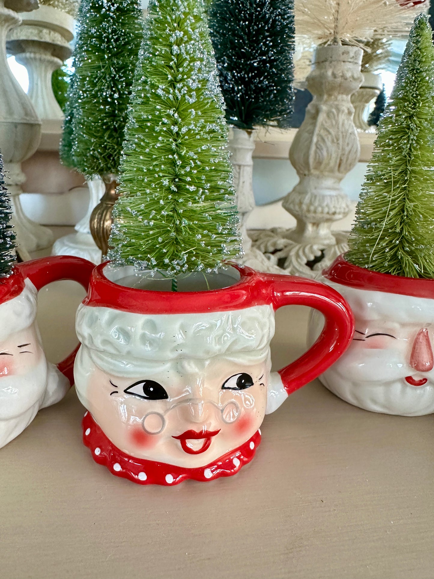 Mini Santa Mugs with Bottlebrush Tree
