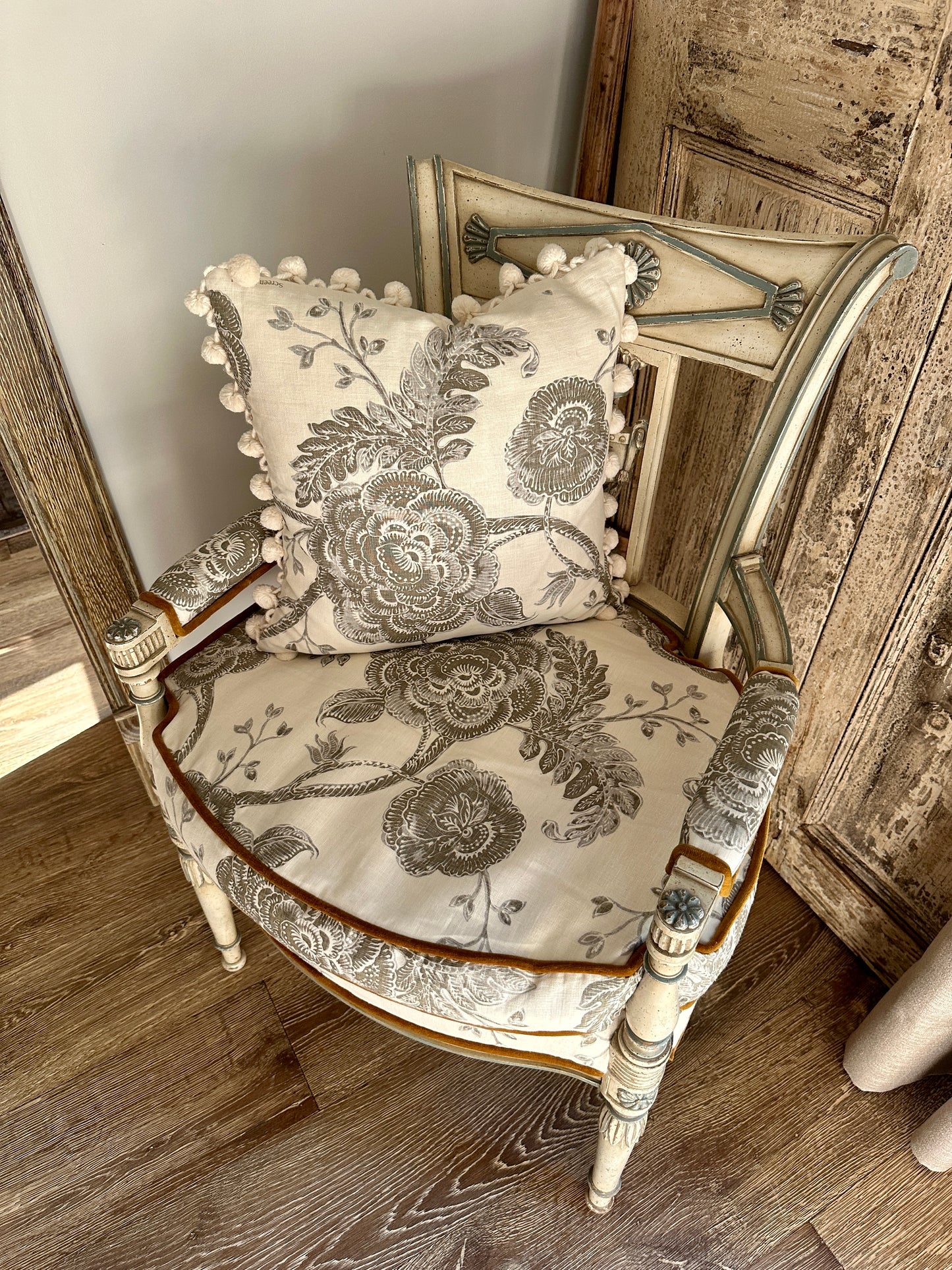 Refurbished Antique Armchair Down Filled