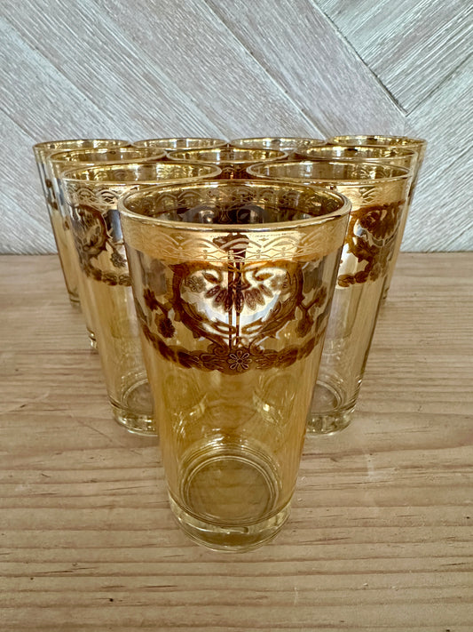 Vintage Drinking Glasses Culver Gold