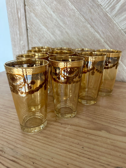 Vintage Drinking Glasses Culver Gold