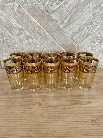 Vintage Drinking Glasses Culver Gold