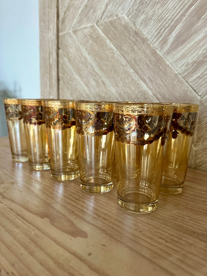 Vintage Drinking Glasses Culver Gold