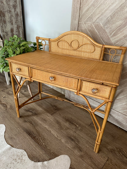 Mid Century Rattan Desk