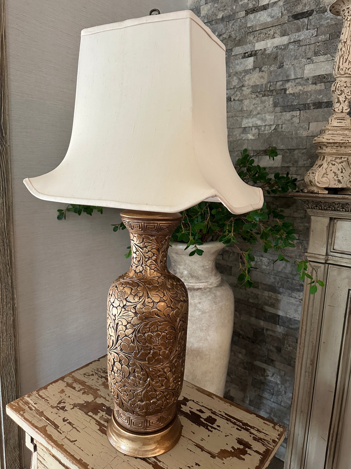 Vintage Embossed Floral Lamp