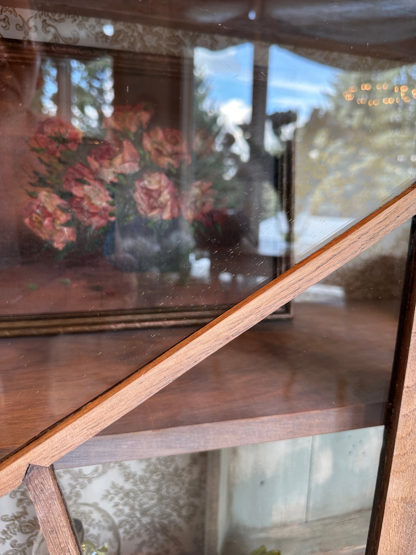 Antique Hardwood Glass Cabinet