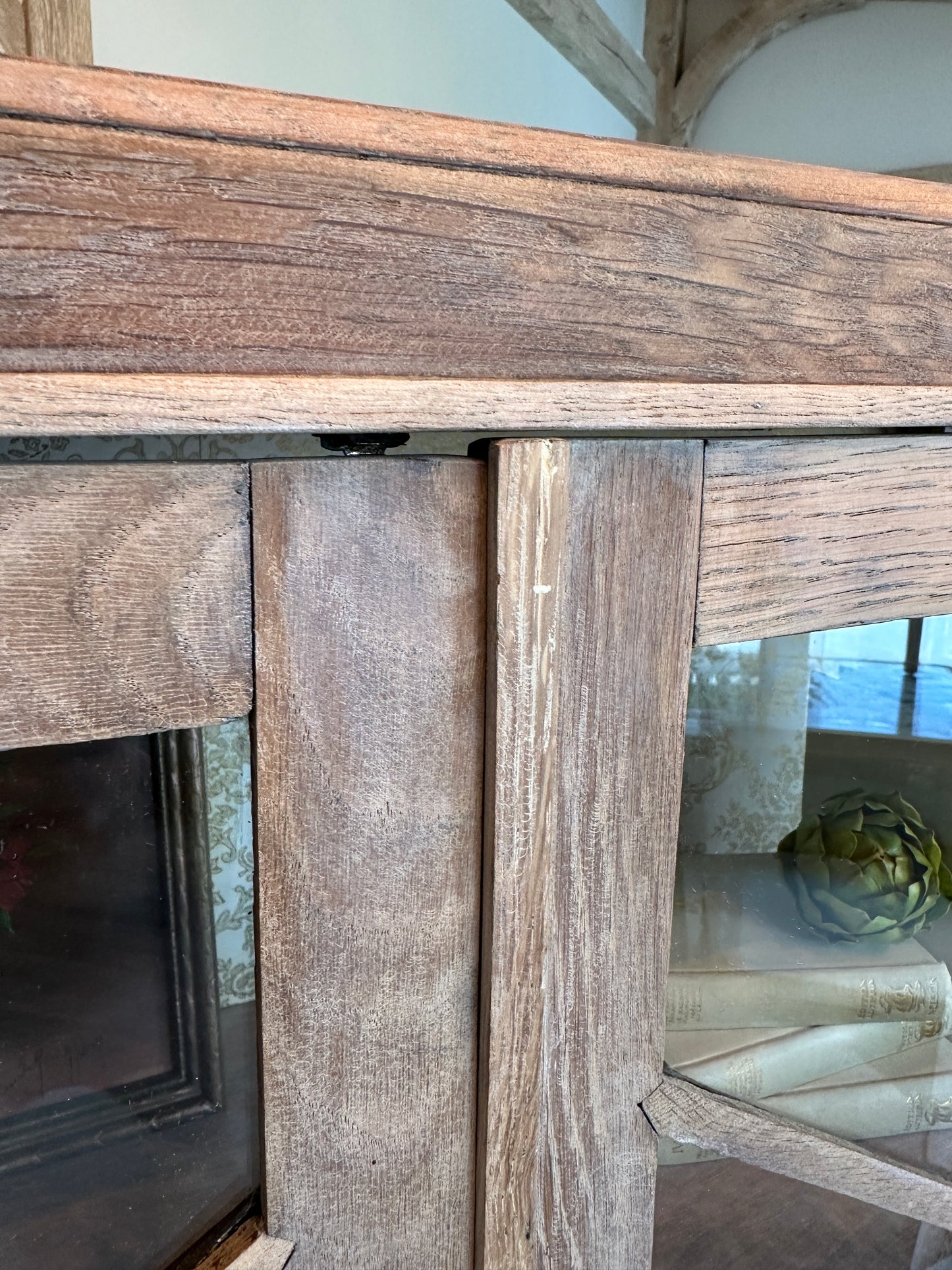 Antique Hardwood Glass Cabinet