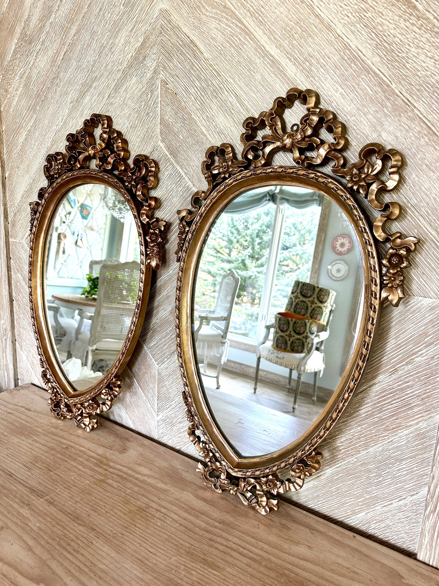 Vintage Oval Mirror, Ribbon Frame