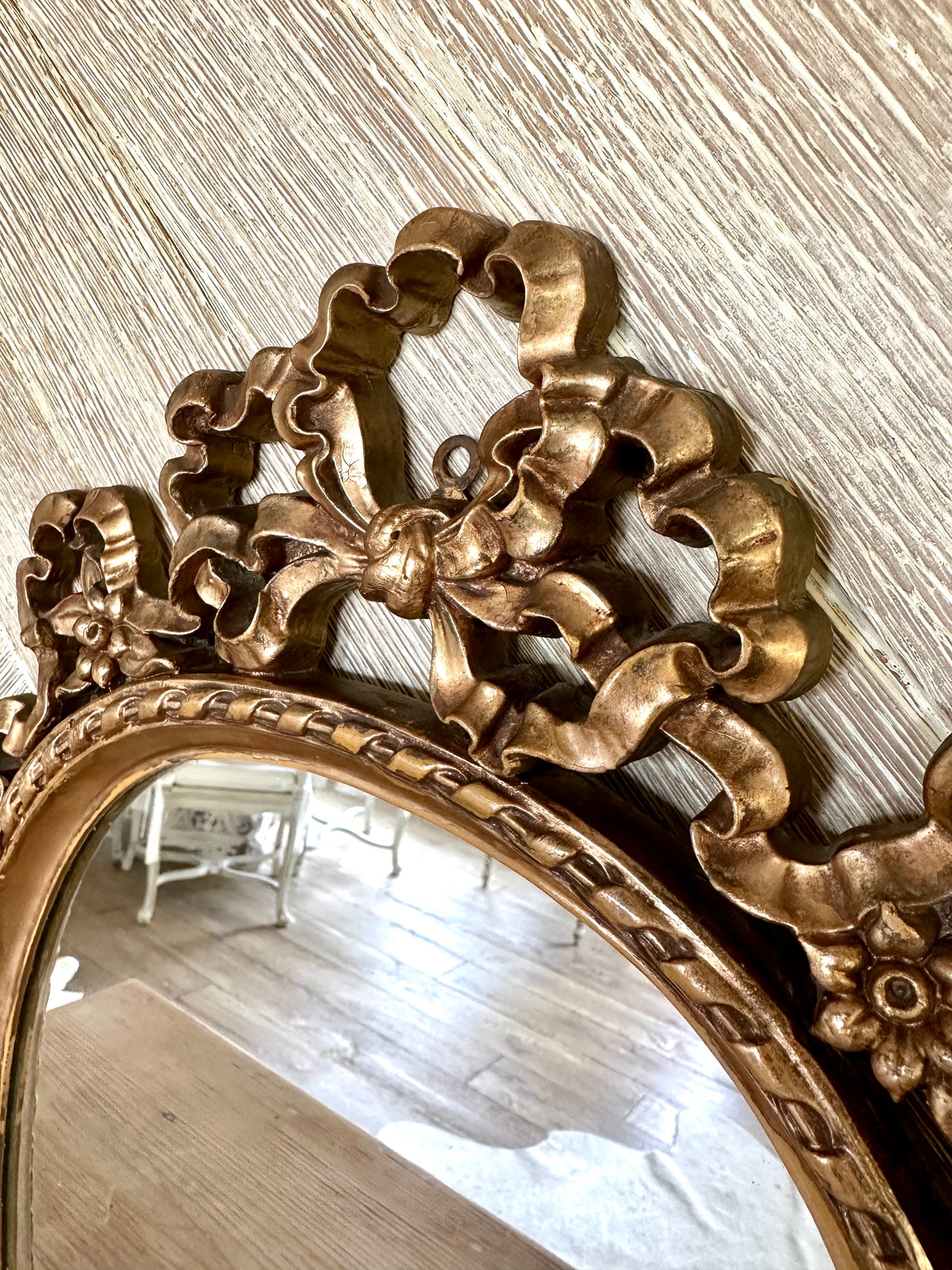 Vintage Oval Mirror, Ribbon Frame