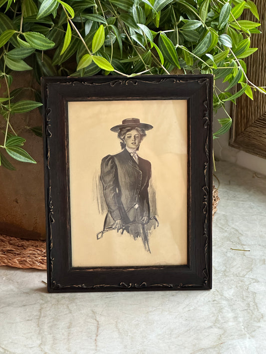 Vintage Framed Woman Print