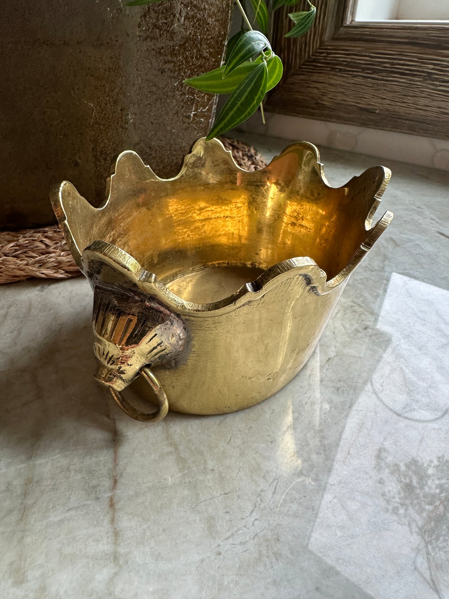 Vintage Brass Cachepot Planter