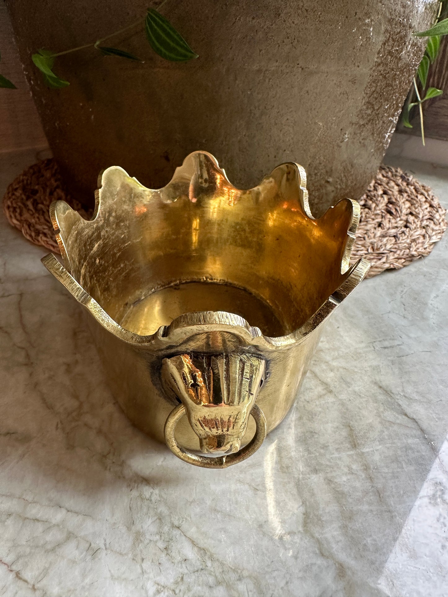 Vintage Brass Cachepot Planter