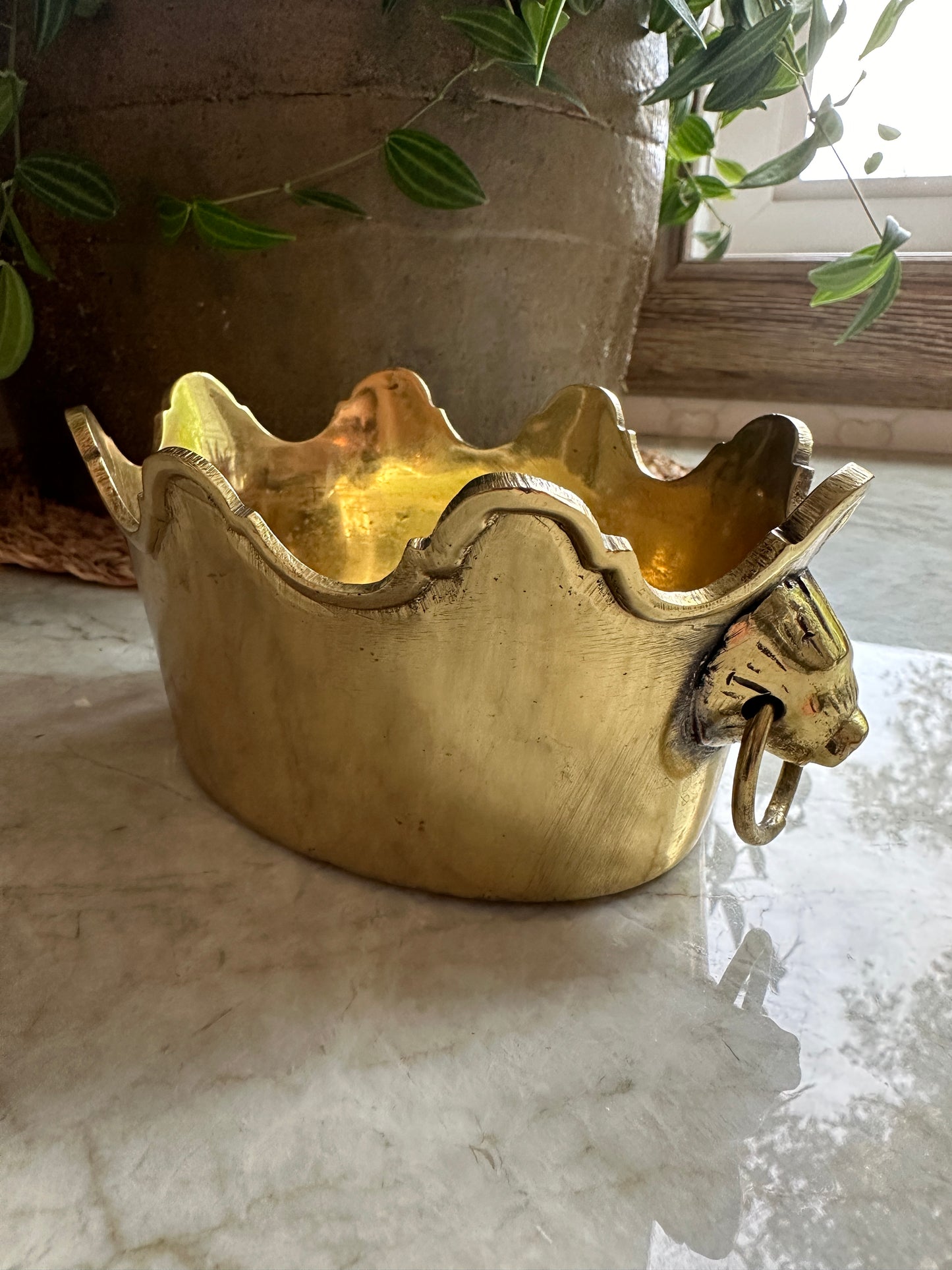 Vintage Brass Cachepot Planter