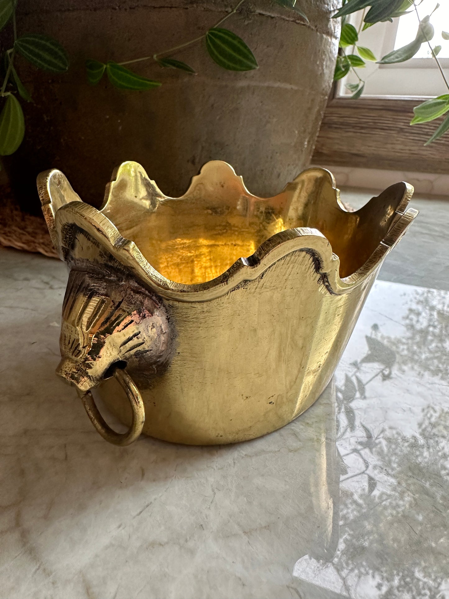 Vintage Brass Cachepot Planter