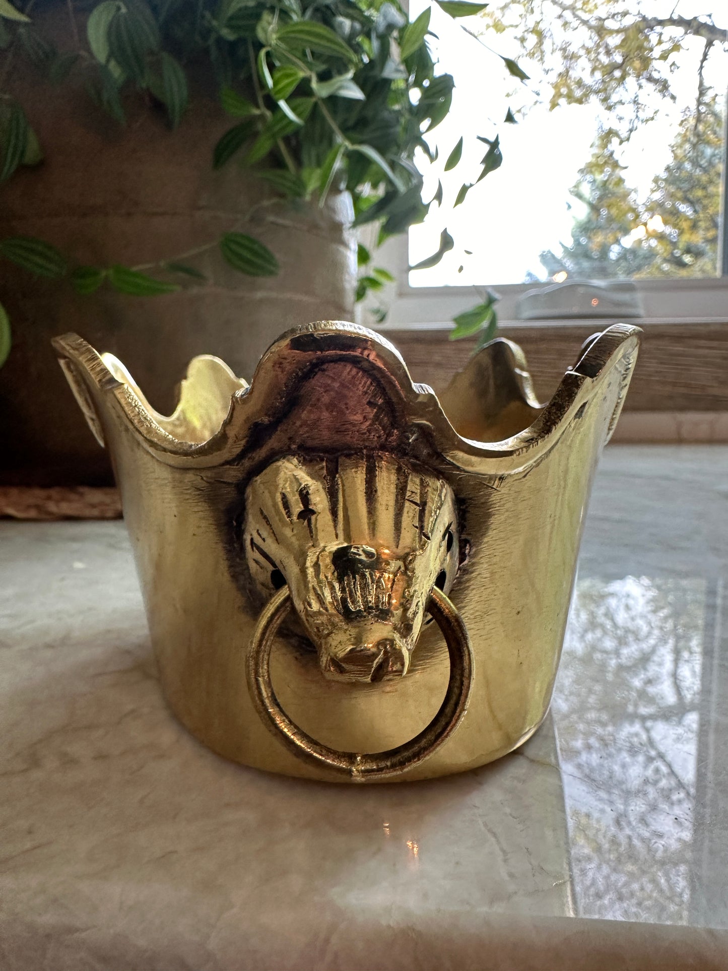 Vintage Brass Cachepot Planter