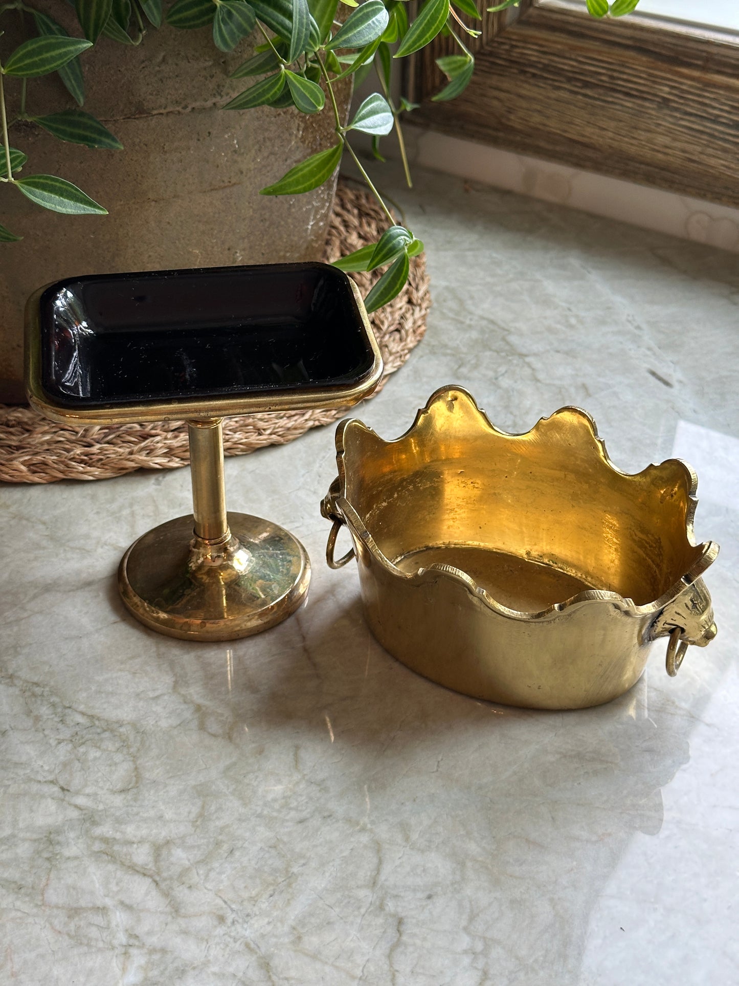 Vintage Brass Cachepot Planter