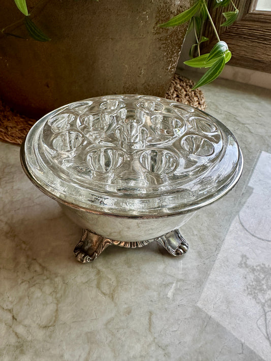 Vintage Flower Frog with Silver Housing