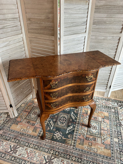 Burled Walnut Nightstand w/Drop Leaves