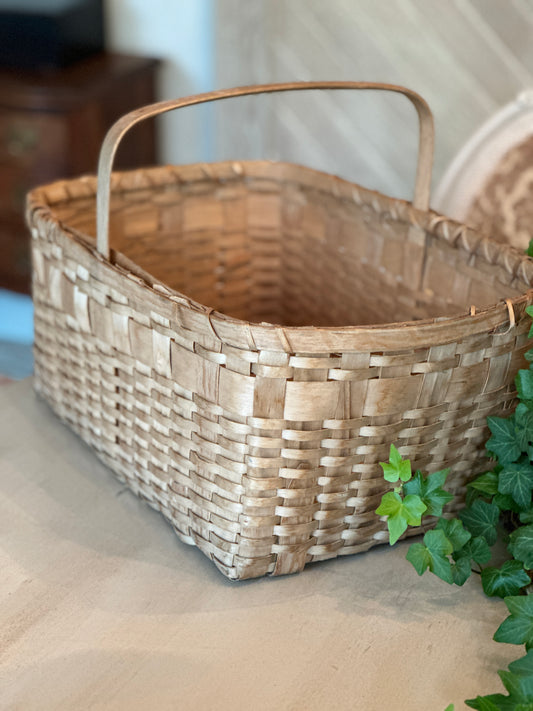 Large Vintage Basket with Handle