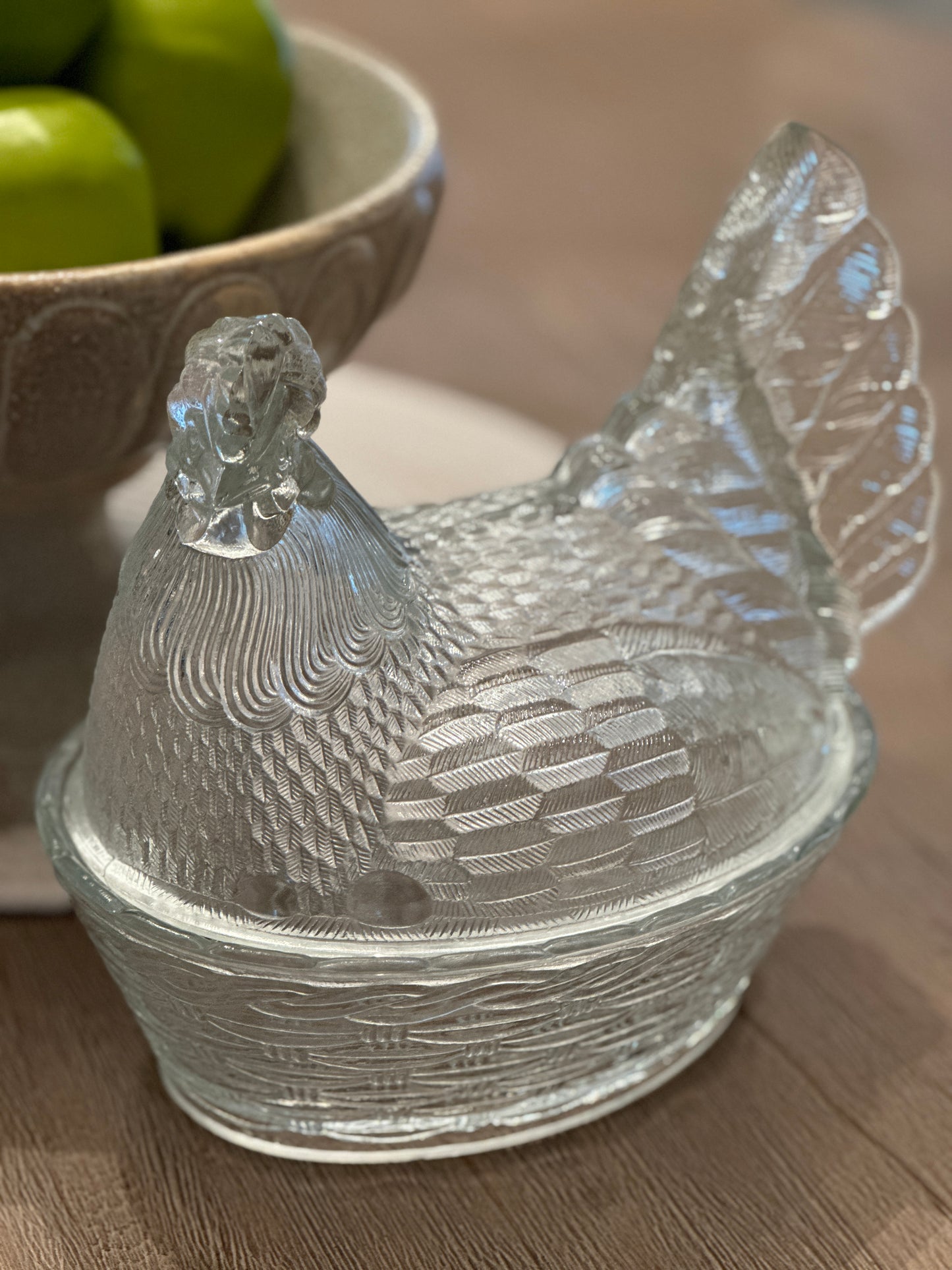 Vintage Large Glass Hen on Nest