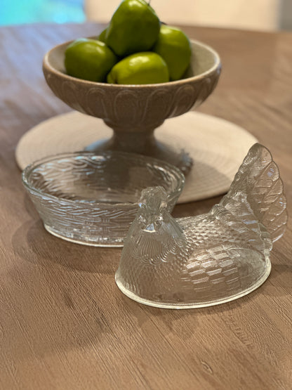 Vintage Large Glass Hen on Nest