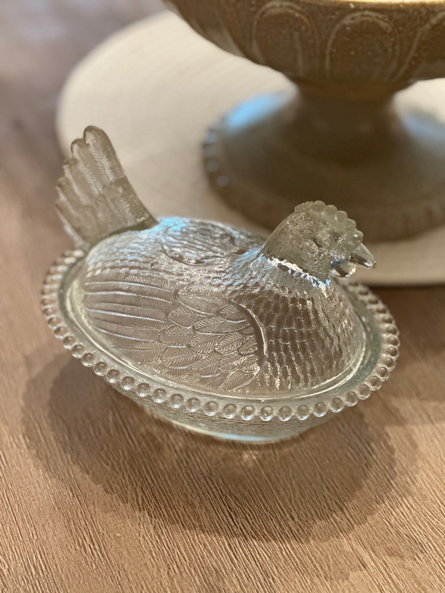 Vintage Glass Hen on Nest