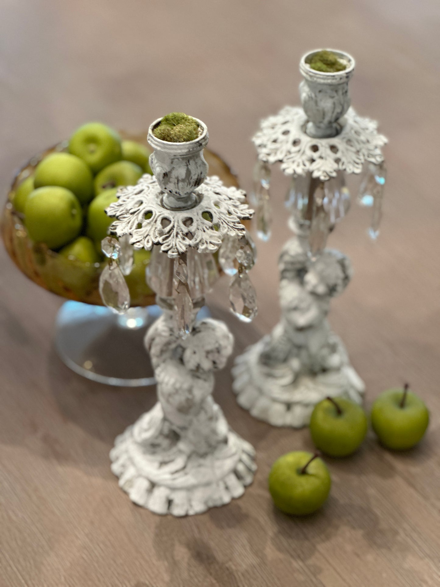 Pair of Shabby Chic Candleholders