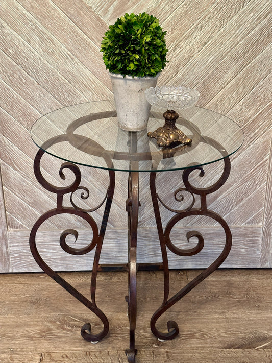 Curled Iron Table with Glass