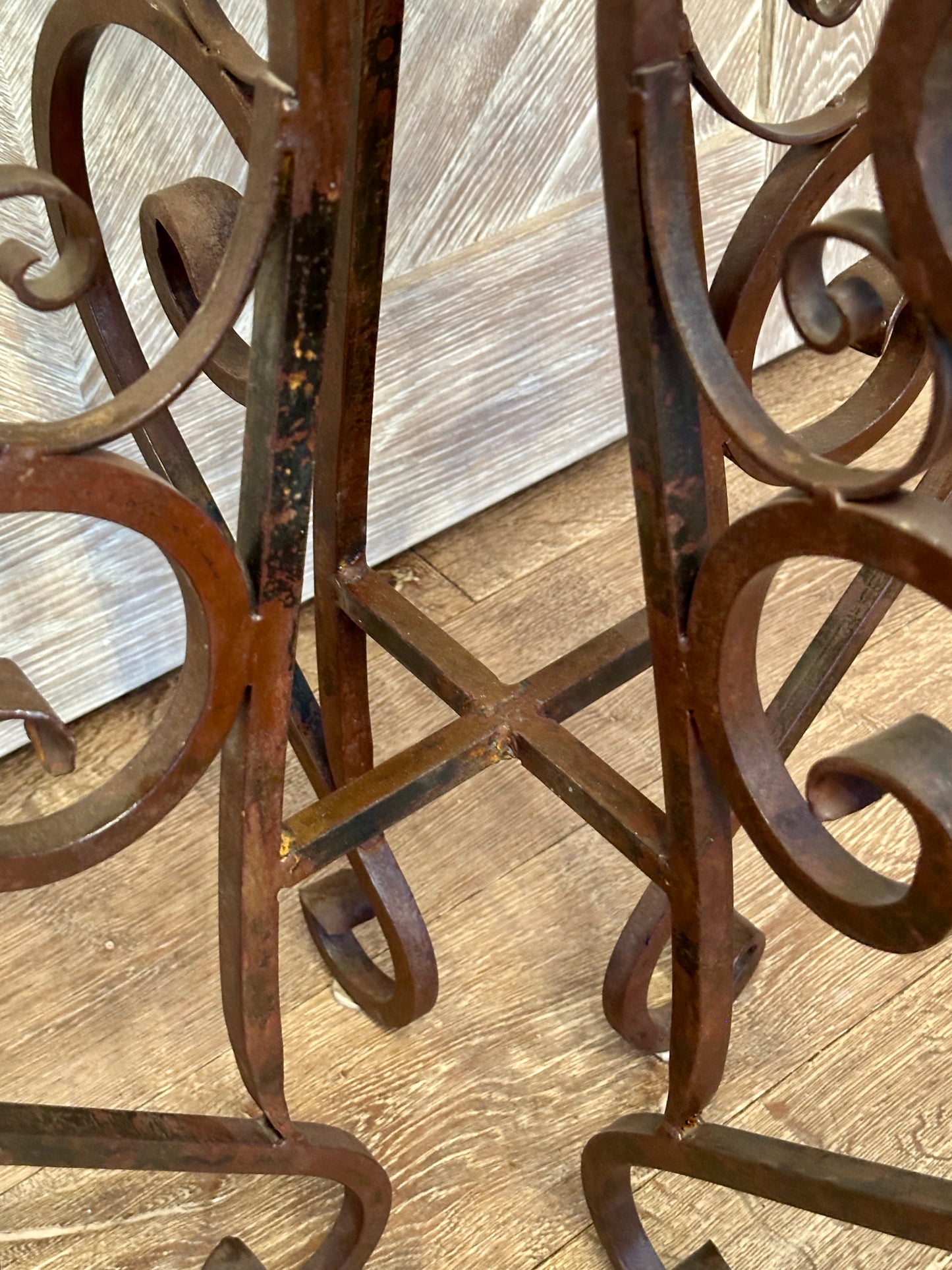 Curled Iron Table with Glass