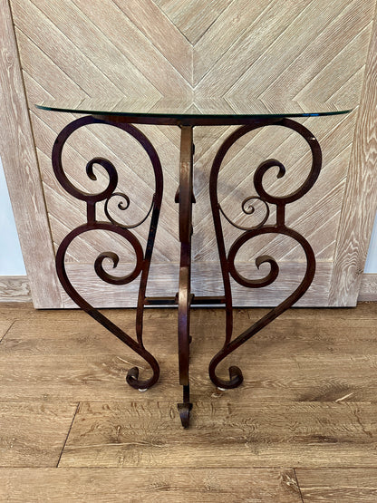 Curled Iron Table with Glass