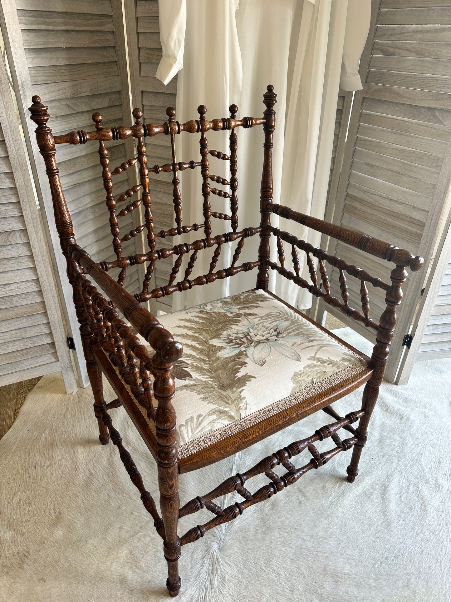 Antique Oak Spindle Chair