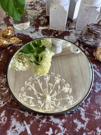 Tabletop Mirror; Antique Round