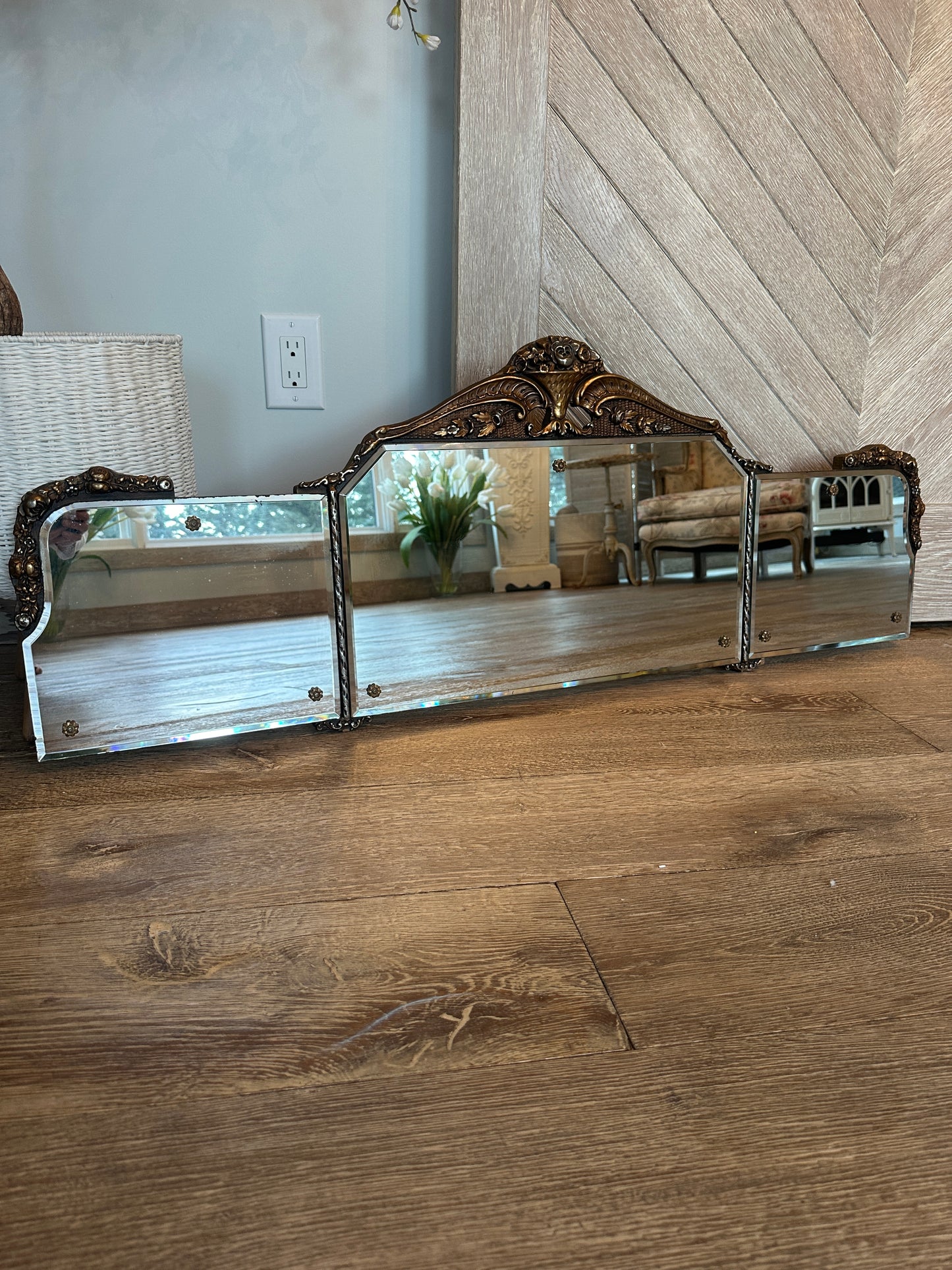 Antique 3 Panel Sofa Mirror