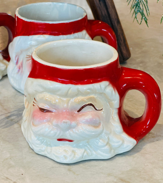 Vintage Winking Santa Mugs