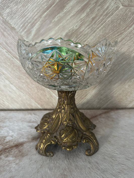 Lead Crystal Compote on Metal Base