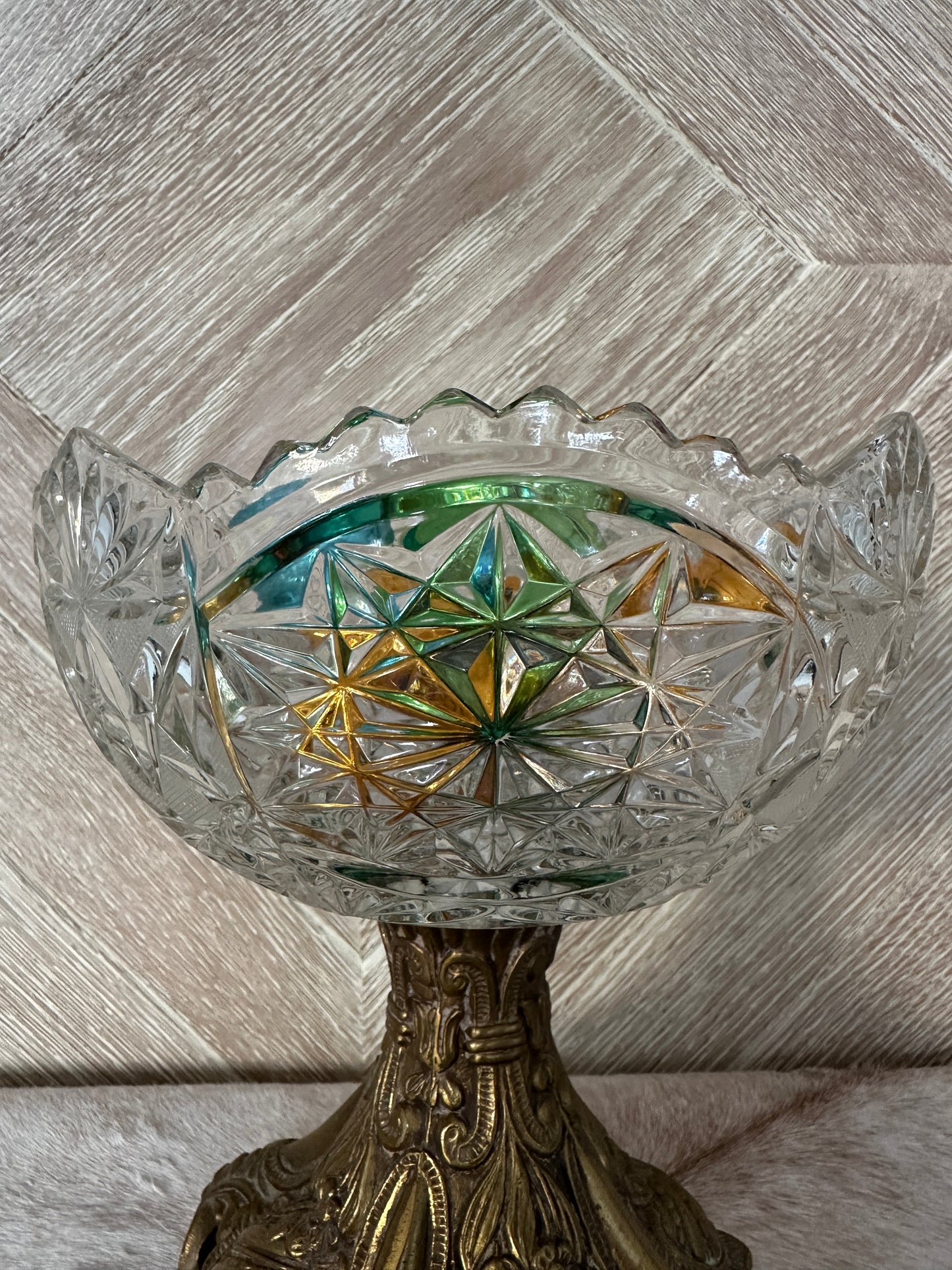 Lead Crystal Compote on Metal Base