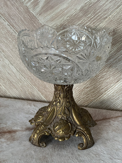 Lead Crystal Compote on Metal Base