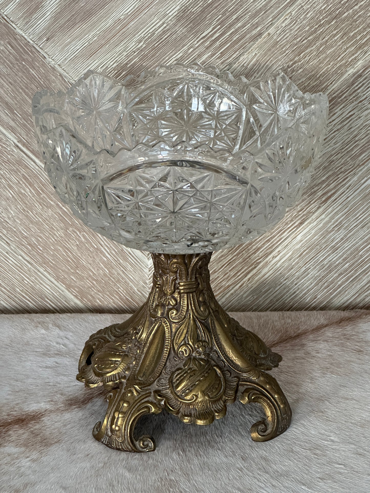 Lead Crystal Compote on Metal Base