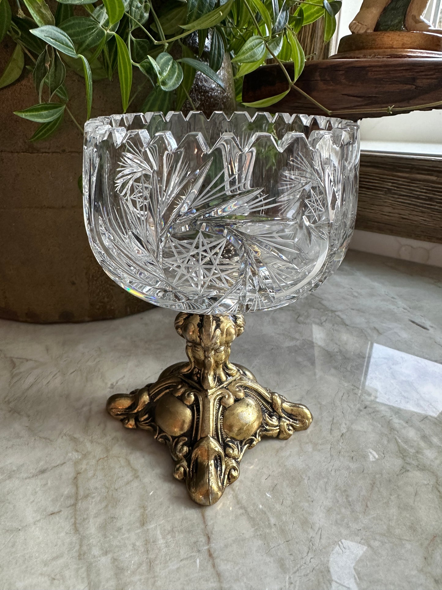 Hollywood Regency Crystal Compote