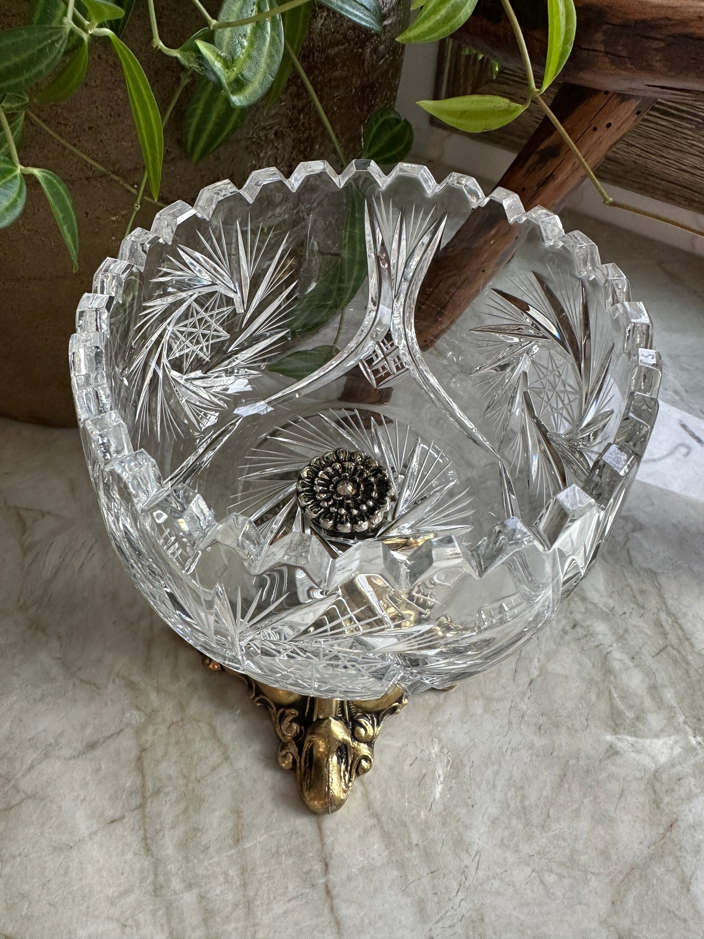 Hollywood Regency Crystal Compote