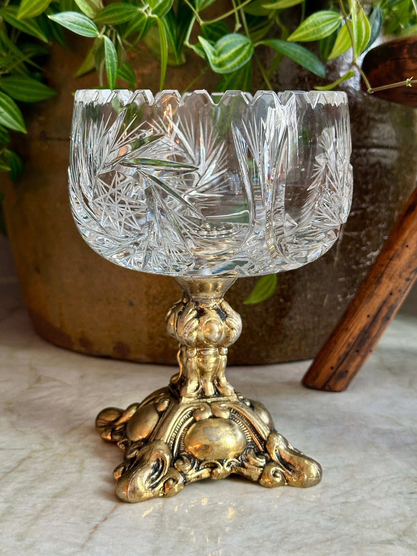 Hollywood Regency Crystal Compote