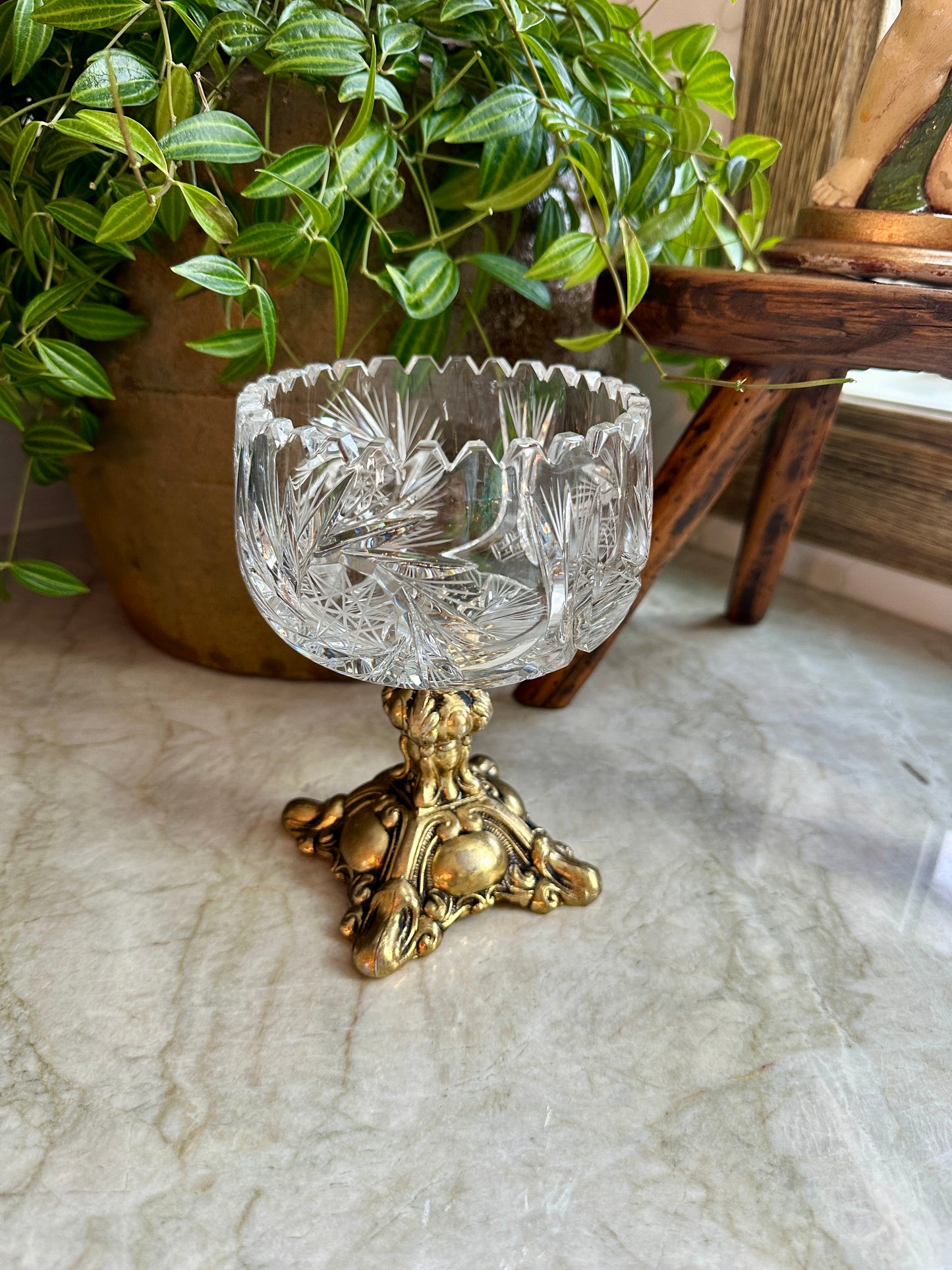 Hollywood Regency Crystal Compote