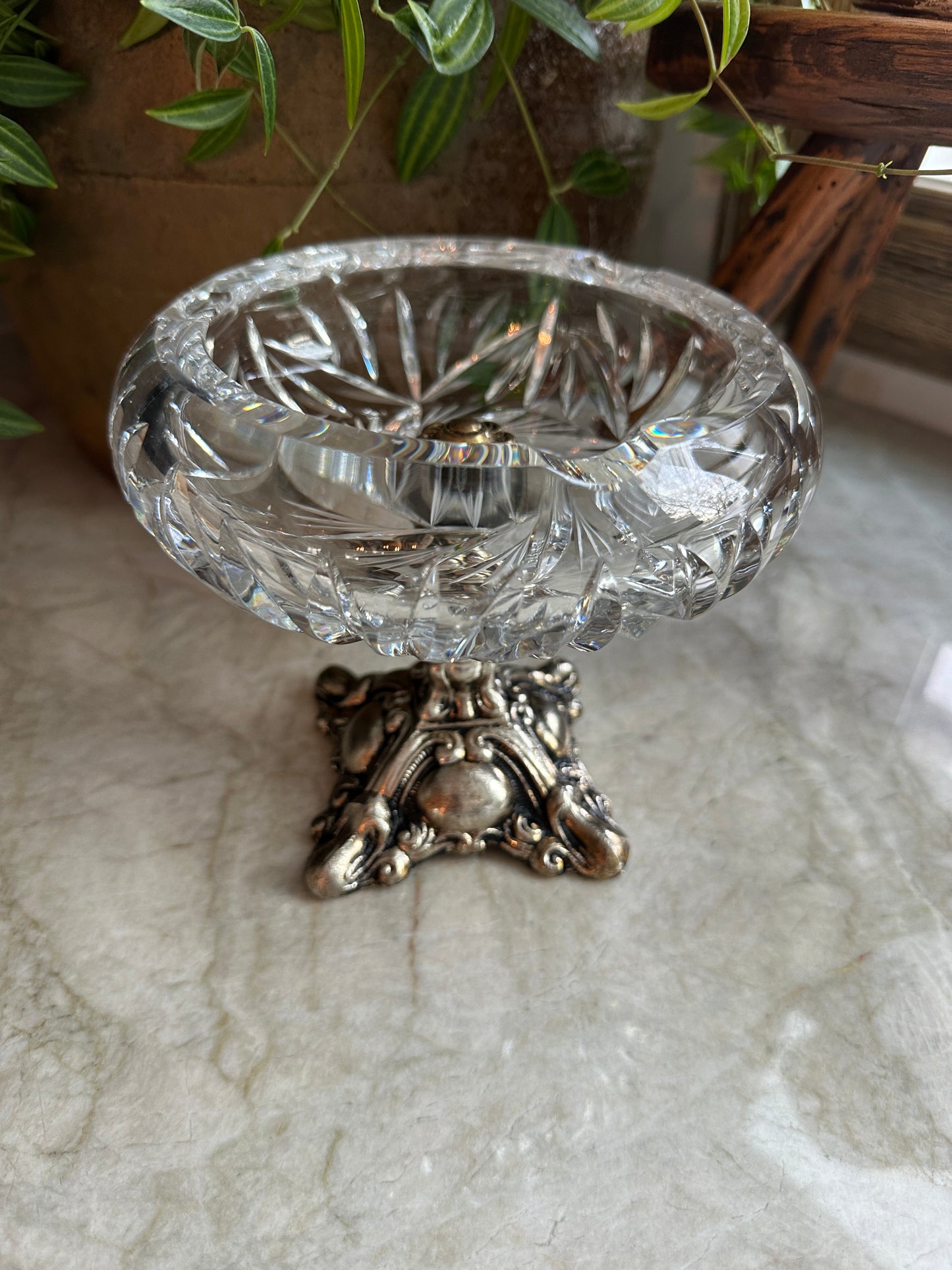 Hollywood Regency Crystal Compote Ashtray