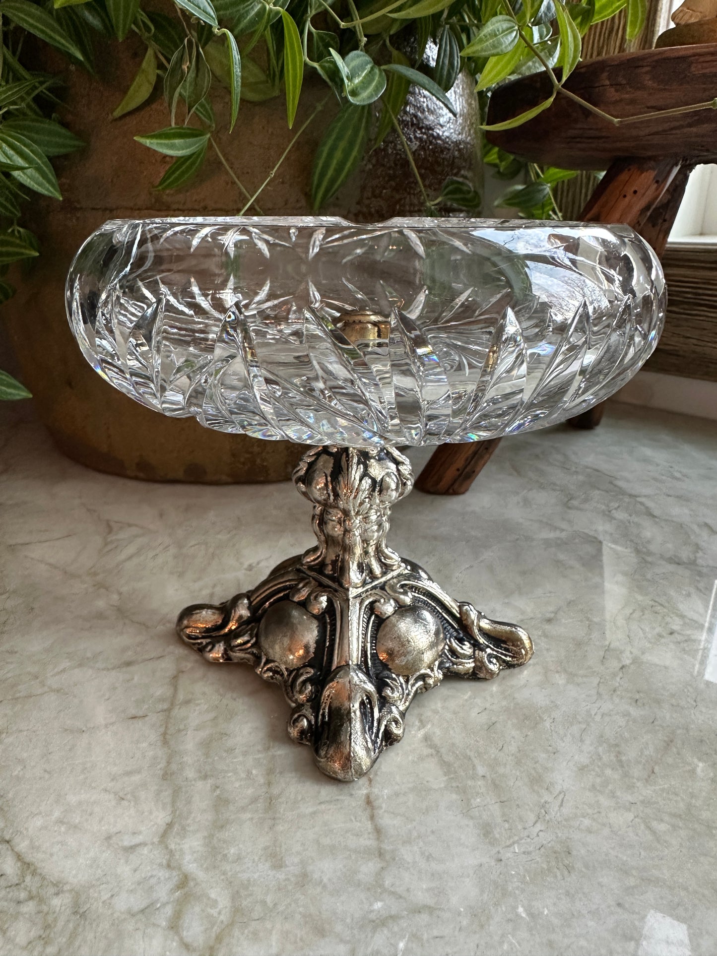 Hollywood Regency Crystal Compote Ashtray