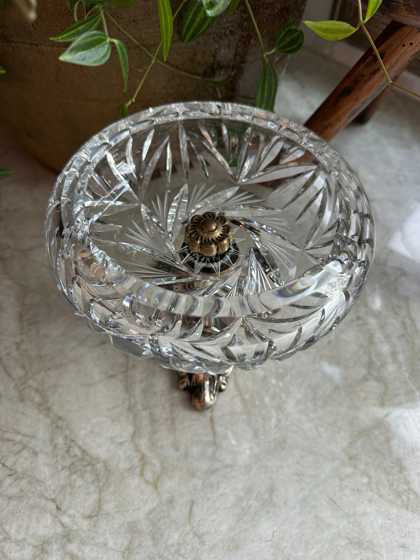 Hollywood Regency Crystal Compote Ashtray