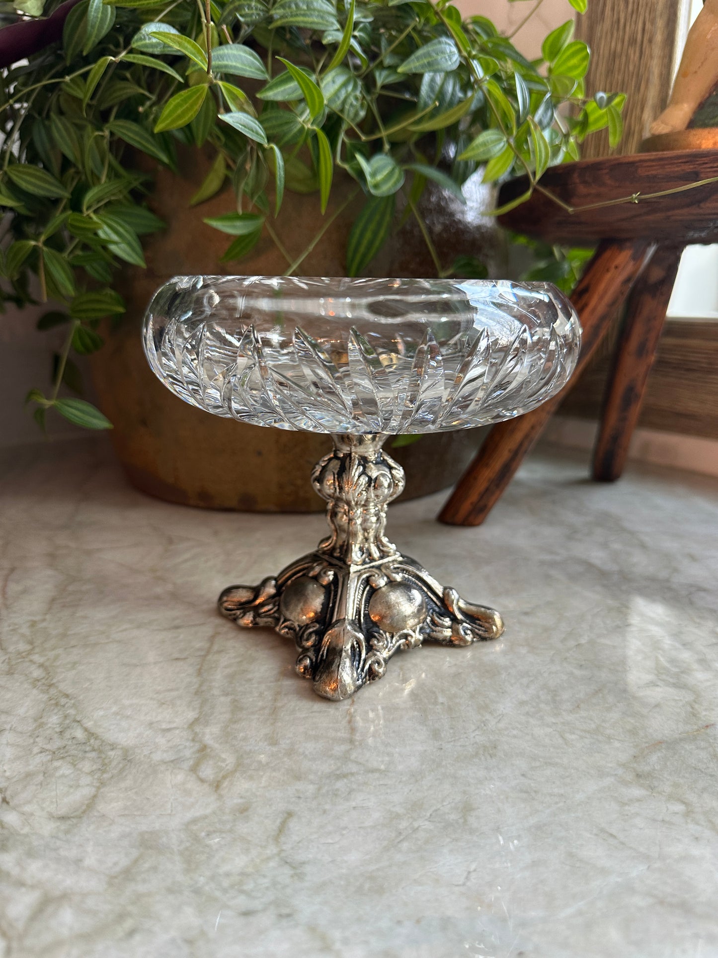 Hollywood Regency Crystal Compote Ashtray