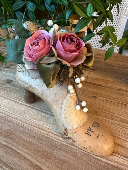 Decorative Floral Shoe Form; Antique