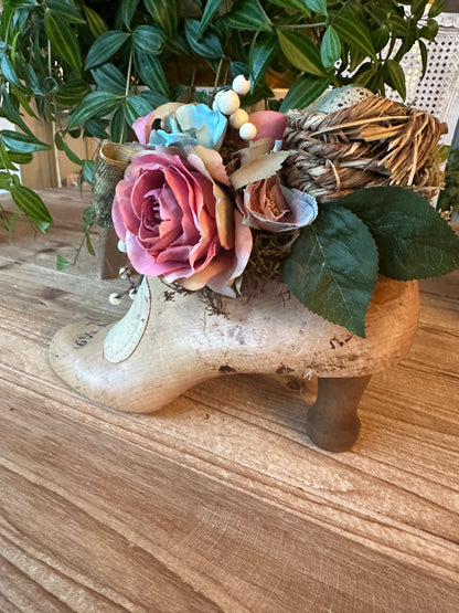 Decorative Floral Shoe Form; Antique