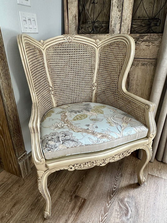 French Caned Wingback Chair