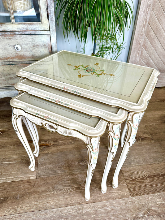 Antique Hand Painted Nesting Side Tables
