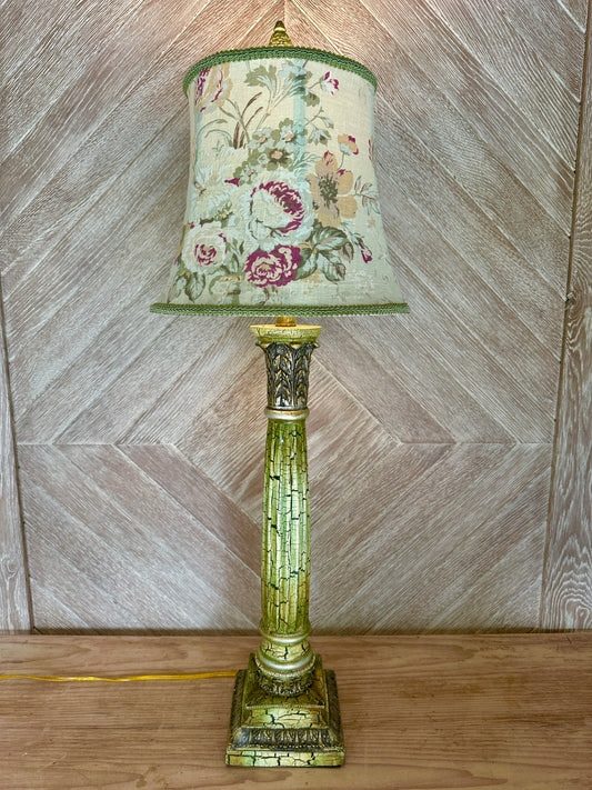 Tall Crackle Lamp with Handmade Shade